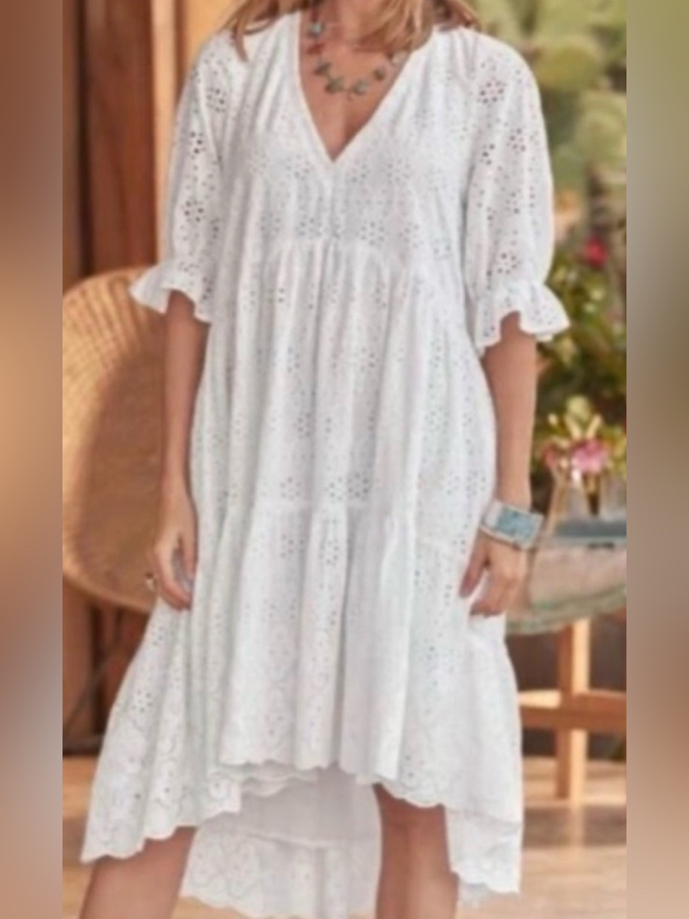 Sundance White Eyelet Hi low Tunic Dress